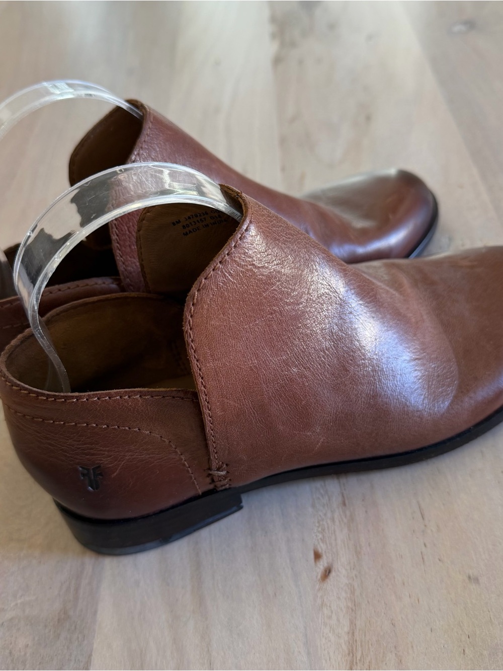 Frye Elyssa Shootie Ankle Boots Cognac Brown Waxed Leather Size 8 - Picture 4 of 8